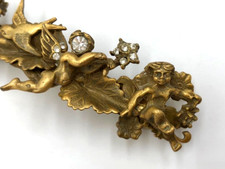 Vtg. Kirks Folly Cherub Angels Rhinestone Hair Barrette Clip Made In France