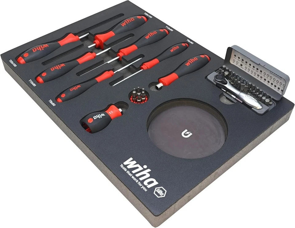 Wiha 91851 45-Piece Knife Maintenance Magnetic Workstation Tray Set Tools Kit - Image 3 of 4