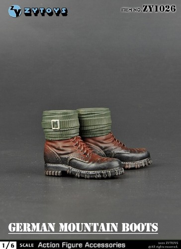 ZY Toys ZY1026 WWII German Mountain Boots Brown 1/6 Fit for 12" Action Figure - Picture 6 of 6