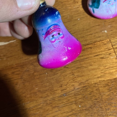 Lote 6 bombillas antiguas de vidrio pintadas a mano campanas de pájaro de Papá Noel C-6 todas funcionan - Imagen 4 de 19