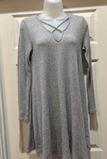 Alya Gray Strap Longsleeve Dress Size Medium Made In USA 