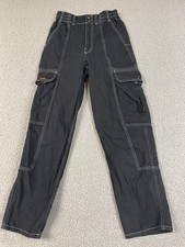 BDG Relaxed Skate Jean Womens Size 25 Black Cargo Jeans High Rise Elastic
