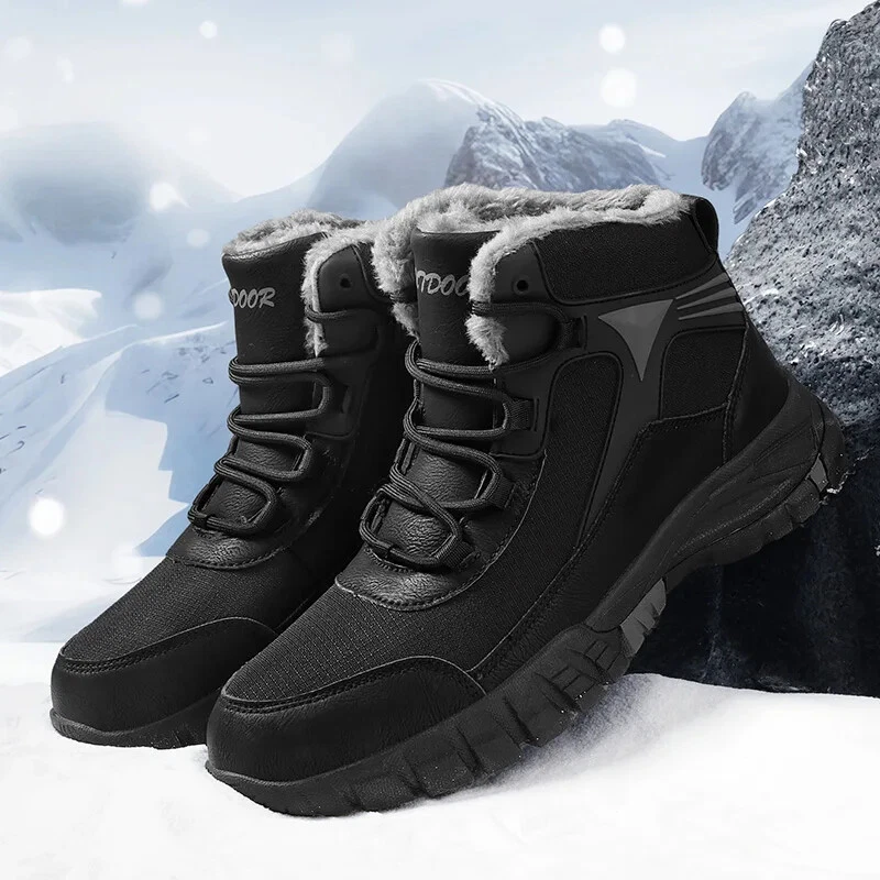 Men's Platform Ankle Boots Anti Slip Keep Warm Snow Boots Waterproof Work Shoes