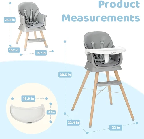Baby High Chair Convertible 6-in-1 with Adjustable Legs for Babies and Toddlers - Picture 7 of 30
