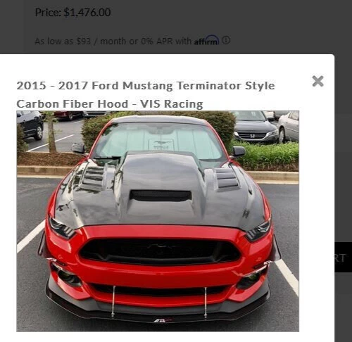Carbon Fiber Hood Terminator For 15-17 2dr Ford MUSTANG Foto 2 de 4