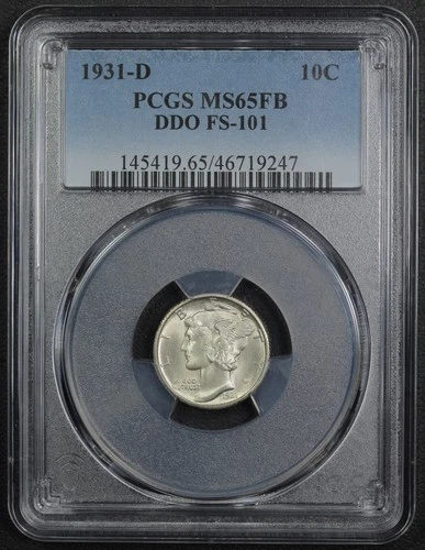 1931 D Doubled Die Obverse DDO FS-101 Full Bands Mercury Dime 10C PCGS MS 65 FB