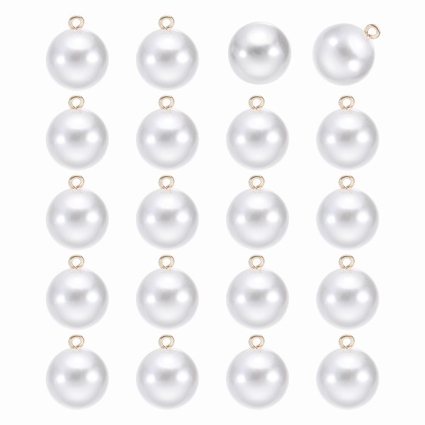 20 StüCk Runde PerlenknöPfe 18Mm Metallstiel NäHen Diy KnöPfe Hell Weiß Gold-image