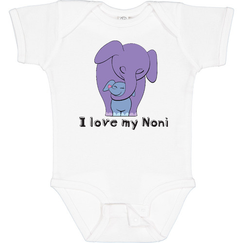 Inktastic I Love My Noni Elephant Purple Blue Baby Bodysuit Grandma Grandson - Picture 1 of 7
