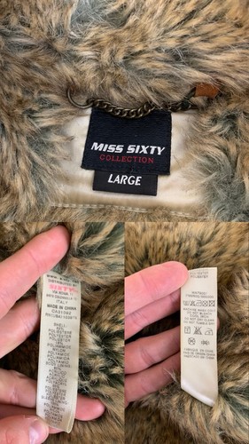 Y2K Miss Sixty Woman’s Fur Bomber Jacket Size L - Picture 14 of 24