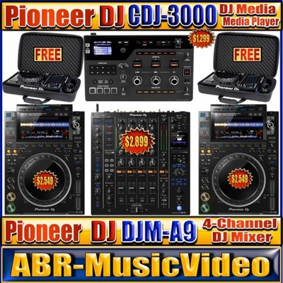 2 Pioneer DJ CDJ-3000 Media Player, RMX-IGNITE, DJM-A9 4 Channel Mixer & FREE HP