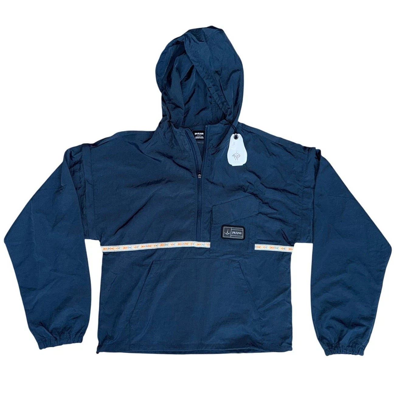 NWT prAna Connector Unisex Hooded Blue Convertible Jacket/Vest 90's Style