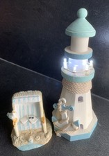 LED Leuchtturm + Strandkorb Maritim Nautik Deko Licht Meer Strand Turm Urlaub
