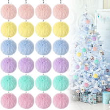 24 Pcs Pastel Furry Christmas Ball Ornaments for Xmas Tree Colorful Christmas Ha