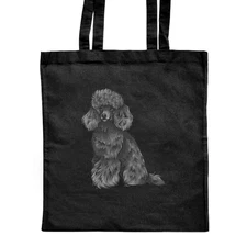 'Black Toy Poodle' Classic Black Tote Shopper Bag (ZB00013773)