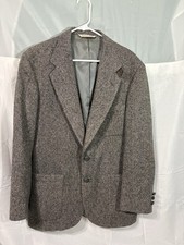 Stafford Mens Blazer 40R Gray Tweed Wool Sport Coat Elbow Patch Tailored USA
