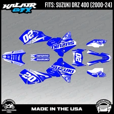 Graphics kit for Suzuki DRZ400 SM, S and E (2000-2024) Spear Series - Blue Shift