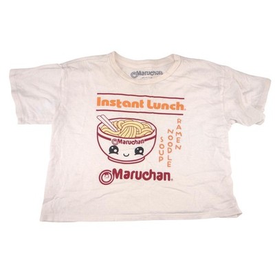 Maruchan Instant Lunch Ramen Graphic T-Shirt Cream Girls Large 10/12 Boxy Fit