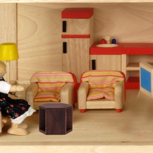 Wooden Tea Table Model Miniature Dollhouse Room Furniture - Picture 7 of 12