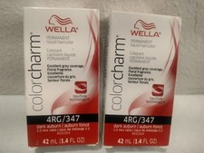 2 Pack -Wella Color Charm Perm Liquid Haircolor 4RG/347 DARK AUBURN 1.4 oz Ea