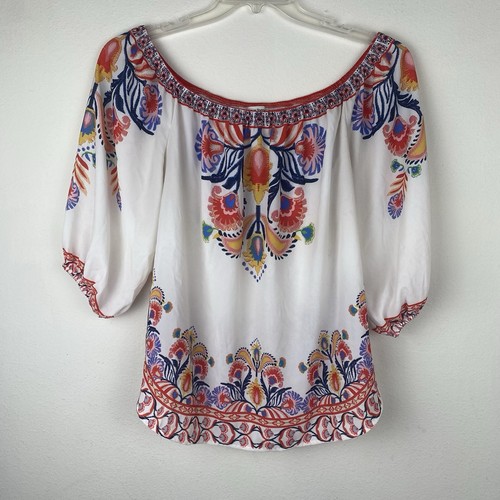 Eifersüchtige Tomate Größe Large Boho Blumen Schulterfrei 3/4 Arm Bluse/Top
