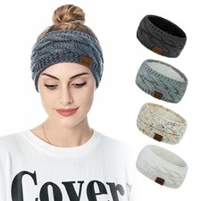 Women Winter Twisted Knit warm Headband Stretch Woolly Crochet Knot Hairband UK