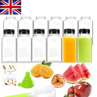 12er Pack 250ml BPA-freie Kunststoff Saftflaschen mit auslaufsicheren Deckeln - leicht