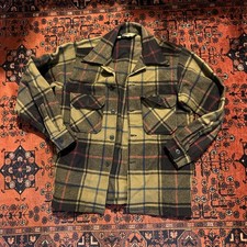 Vintage 60s Woolrich Plaid wool Flannel Heavyweight Jacket Men's Sz 42