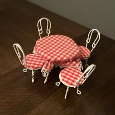 Dollhouse Ice Cream Parlor Patio Set Table 4 Chairs 1:12 Garden Cafe Room Box