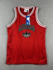 Adidas Originals Tank Top Boys Youth Large Red Trefoil Mesh Athletic JW1982