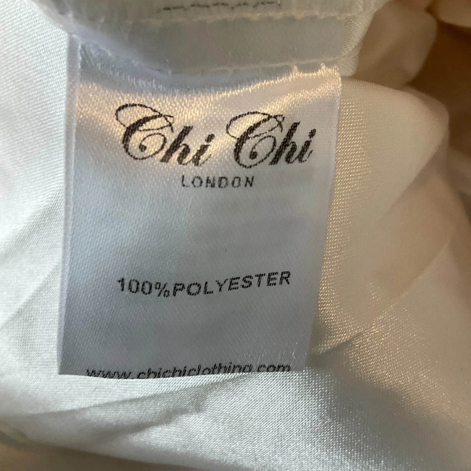 Vestido Chi Chi London Remie para mujer talla 8 rosa blanco forrado cremallera cuello alto encaje Foto 3 de 4