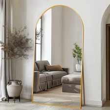 Arched Full Length Mirror, 76"x34" Oversize Full Floor Tempered Mirror with A...