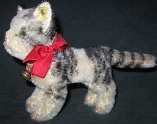 Steiff Mohair Standing Tabby Cat with tag and button Not Jointed