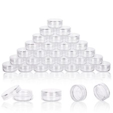 3 Gram Sample Containers With Lids, 50 Count Clear Jars, Empty Lip Balm, Mini...