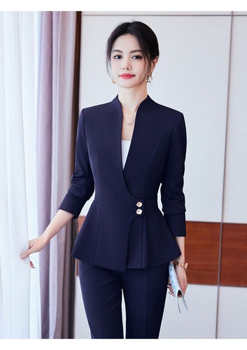Neu Mode Büro Arbeitskleidung Hosen Sets 2 Stück Business Elegant Blazer Anzüge - Bild 7 von 23
