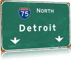 Detroit I-75 North Route Sign Metal Tin Sign Vintage Highway Wall Decor 8x12in