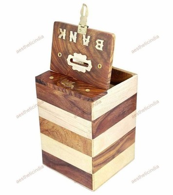 Handgefertigt Wood Piggy Bank - Money Box - Coin Box Present Home