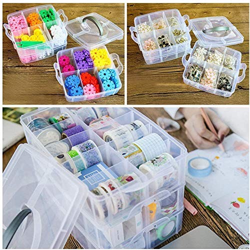 3-Tier 9.8 x 6.50 x 7.09 in Adjustable Stackable Compartment Slot Plastic Sto... - Picture 3 of 5