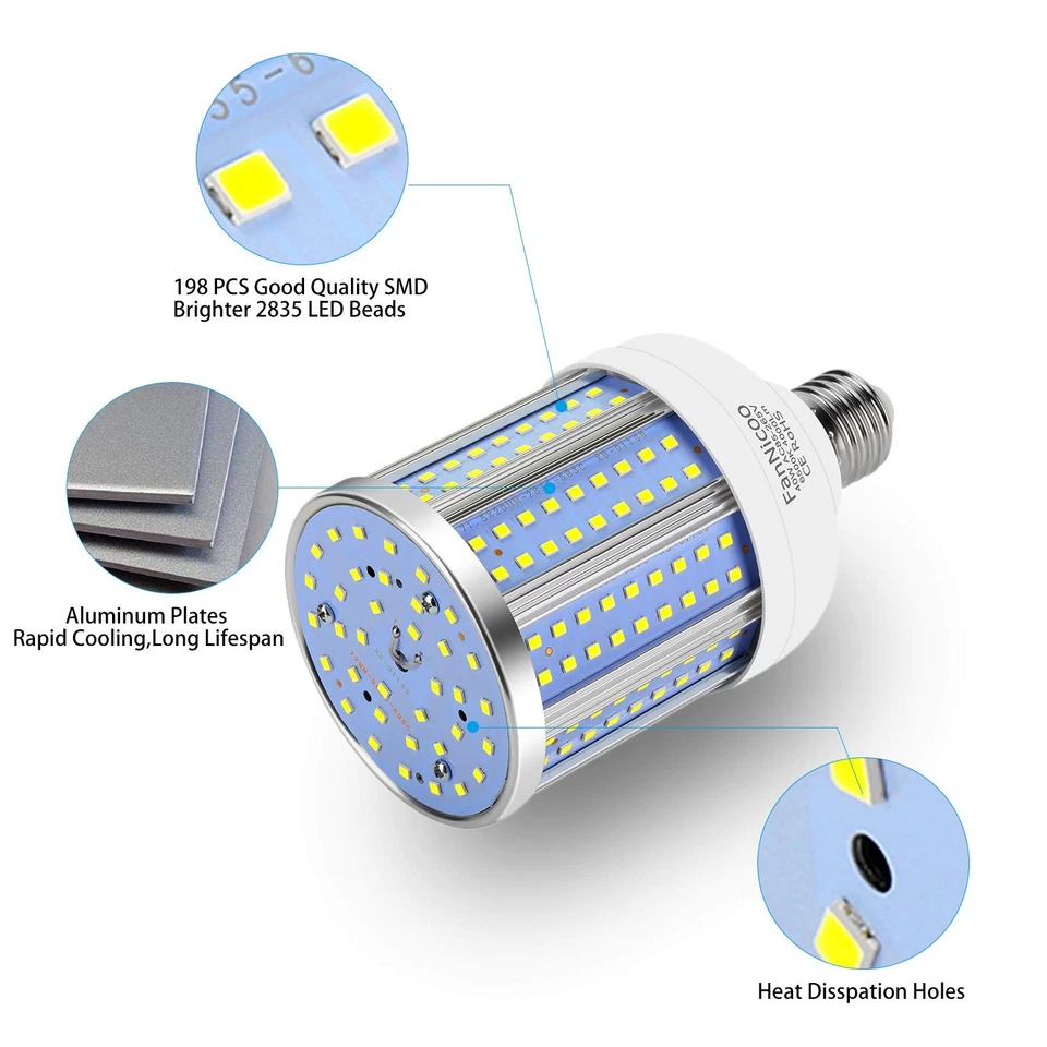 2 Pack 280W Equivalent LED Corn Light Bulb, 4000 Lumen 6500K Cool White Dayli... - Image 3 of 4