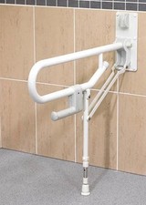 AKW Hinged Foldup Double Hairpin Rail Adjustable Leg Mobility Toilet Support New