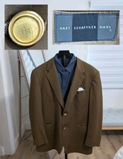 HART SCHAFFNER MARX BLAZER SIZE 44 OLIVE GOLD BUTTON SPORT COAT READ