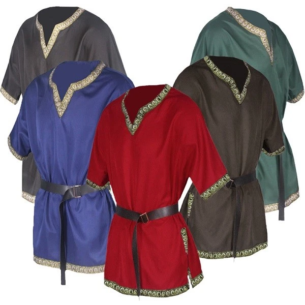 Herren Mittelalterlicher Ritter Krieger Kostüm Tunika Wikinger Pirat Shirt Tops - Bild 3 von 4
