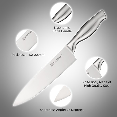 15pcs High Carbon Steel Kitchen Knife Set with Wooden Block and Hollow Handle - Picture 4 of 7