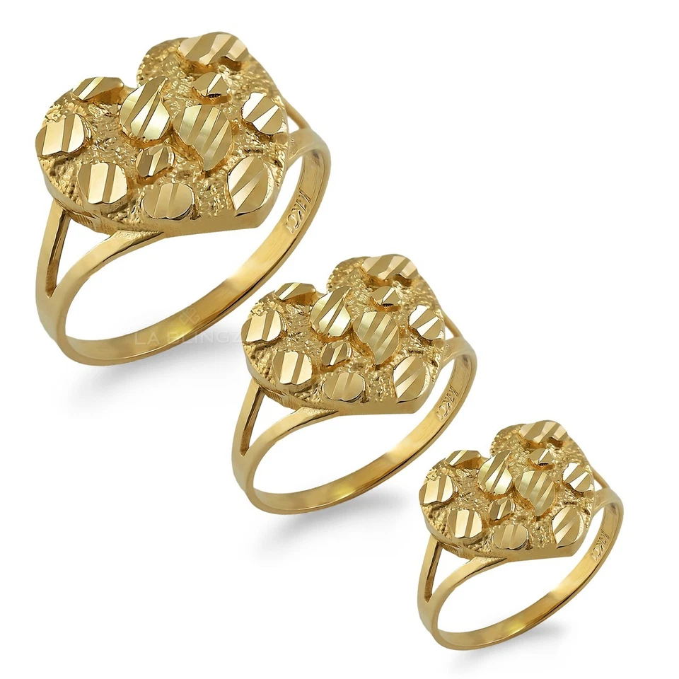 10K Yellow Gold Nugget Sparkle-cut Heart Ring (Small, Medium, Large) - Image 4 of 4