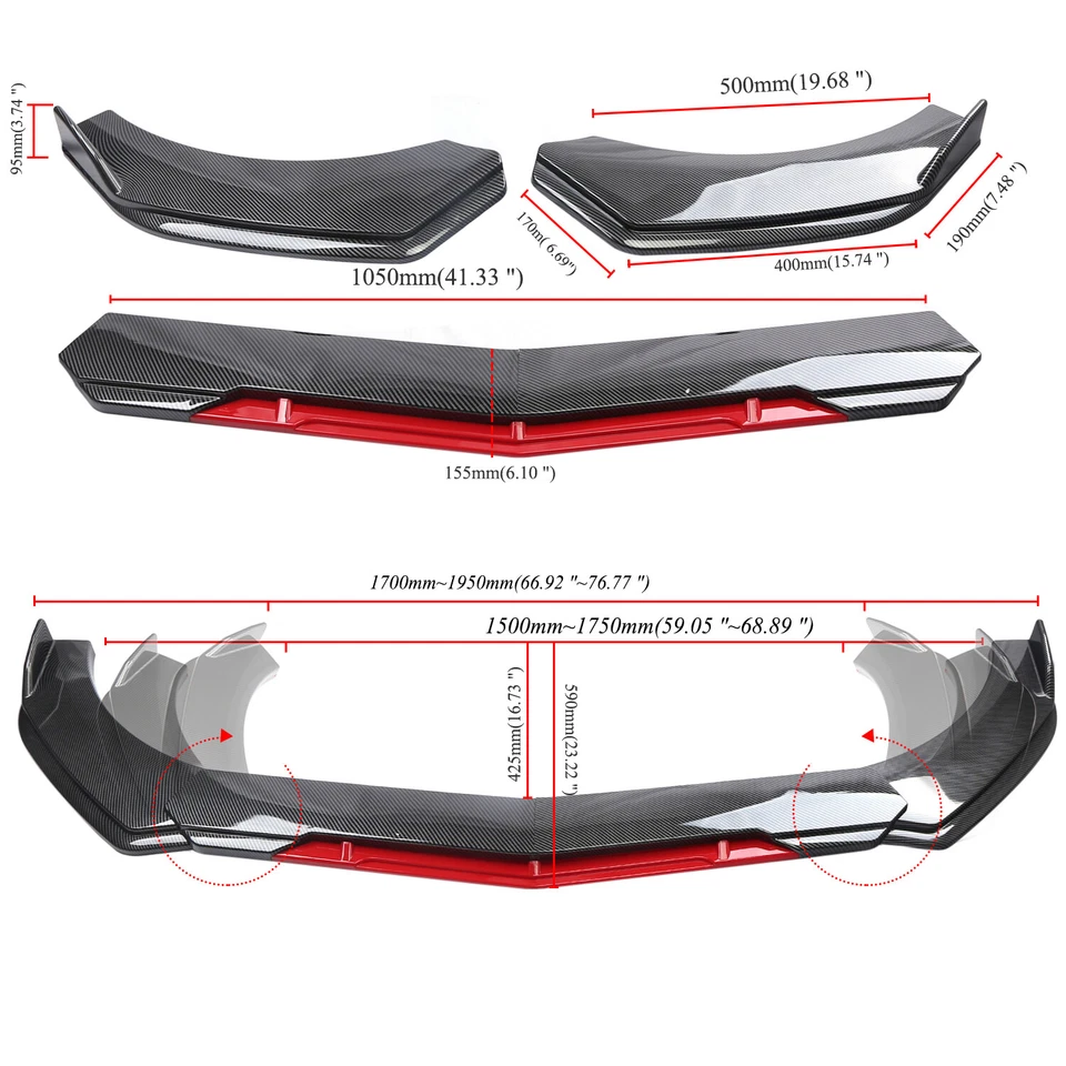Front Bumper Lip Splitter Spoiler Body Kit Carbon Fiber For Jeep Grand Cherokee Foto 2 de 4