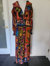 Farm Rio Longsleeve Multicolored Dress Patchwork Tapestry Ankle Dress In Size M