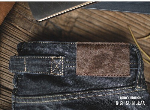 New Men's Vintage Straight Dark Selvedge Jeans Slim Fit Jeans Casual Denim Pants - Picture 7 of 16