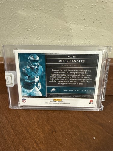 2019 Panini One Miles Sanders Rookie Patch Auto RPA 141/149 #38 - Picture 2 of 2