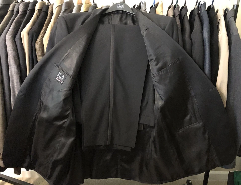 Jos A Bank Signature Collection Black Tuxedo Suit 48 XLG Jacket, 42x32 Pants - Image 2 of 4