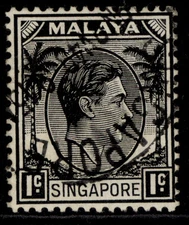 SINGAPORE GVI SG1, 1c black, FINE USED.