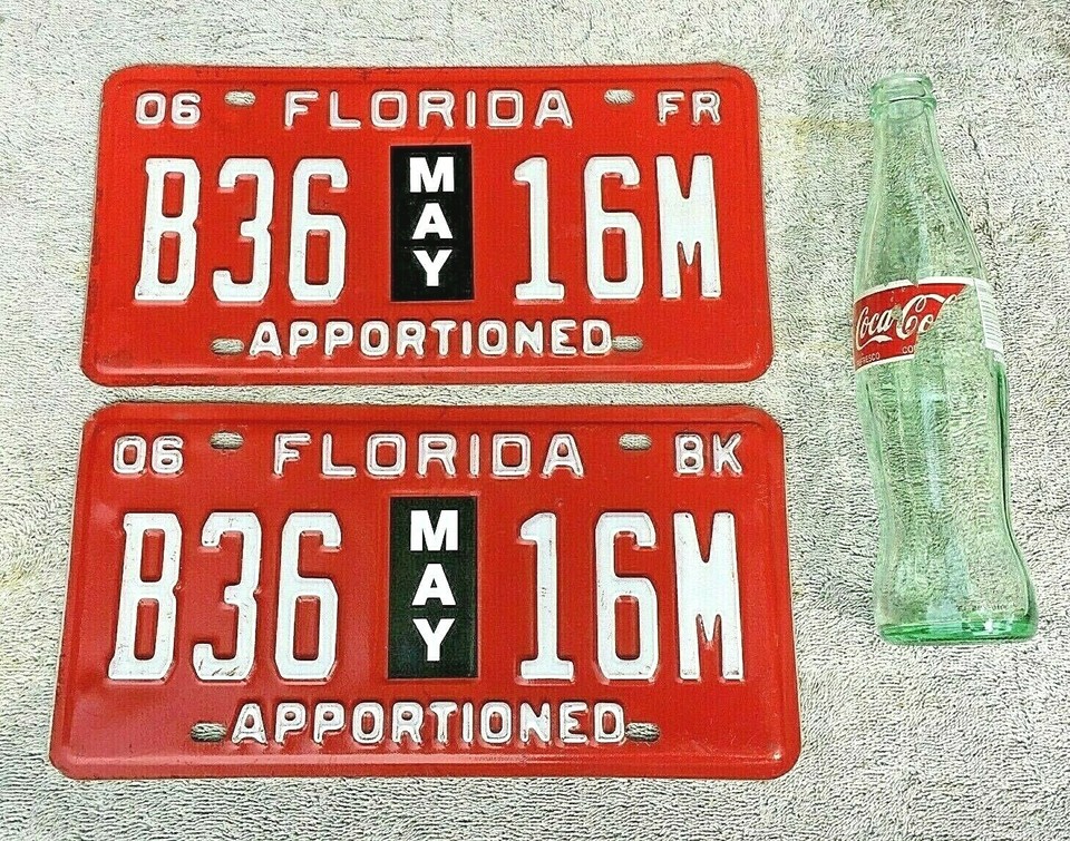 Florida Apportioned License Plate Tag B36 16M Semi Truck Rig Vehicle